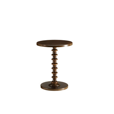 Walnut Finish Round Pedestal Desk, Transitional Design, No Apron Accent Table In Walnut, 40lbs Weight Support, 22