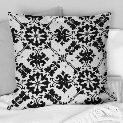 Coussin décoratif noir et blanc à imprimé mosaïque VII