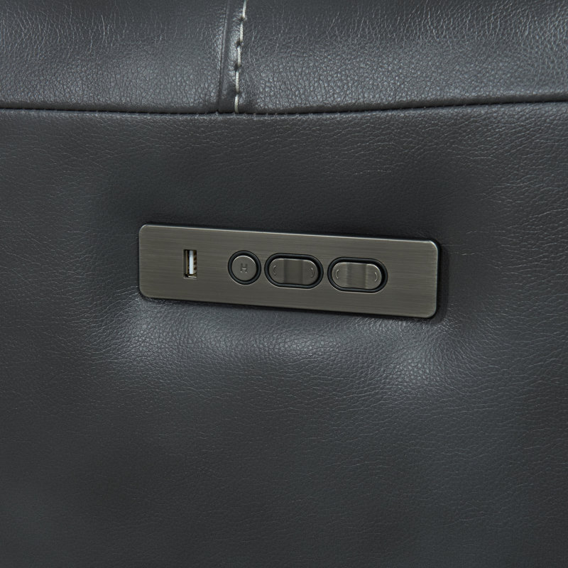Uribe Dual-Power Recliner with Dual-Power Recline & Headrest, Slate Faux Leather