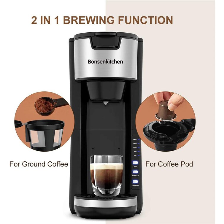 Bonsenkitchen 2-In-1 Single Serve Coffee Maker With Milk Frother & Reviews