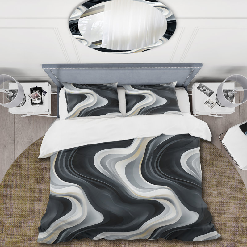 Ensemble de housse de couette à rayures blanches et noires Minimalist Elegance IV