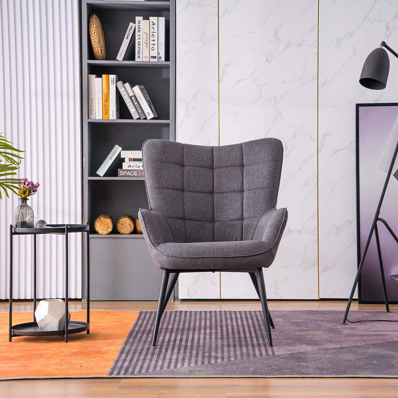 Pippin Upholstered Accent Chair with Footstool, Charcoal