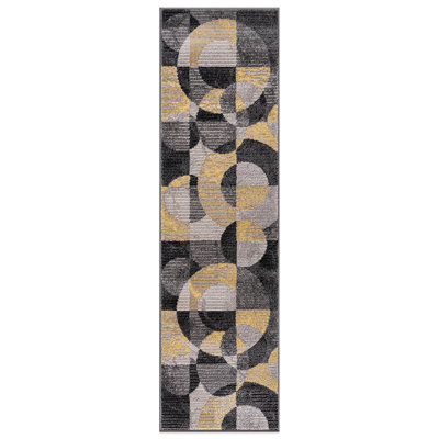 Malica Geometric Yellow/Ivory/Black Area Rug