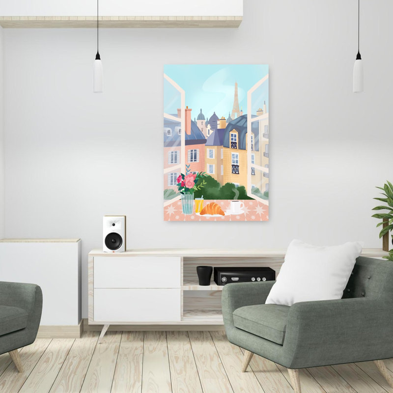 Art contemporain, architecture colorée, art urbain, H 36 po x l 24 po
