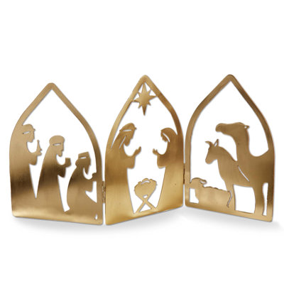 Nativity Folding Decor Gold Metal Everyday