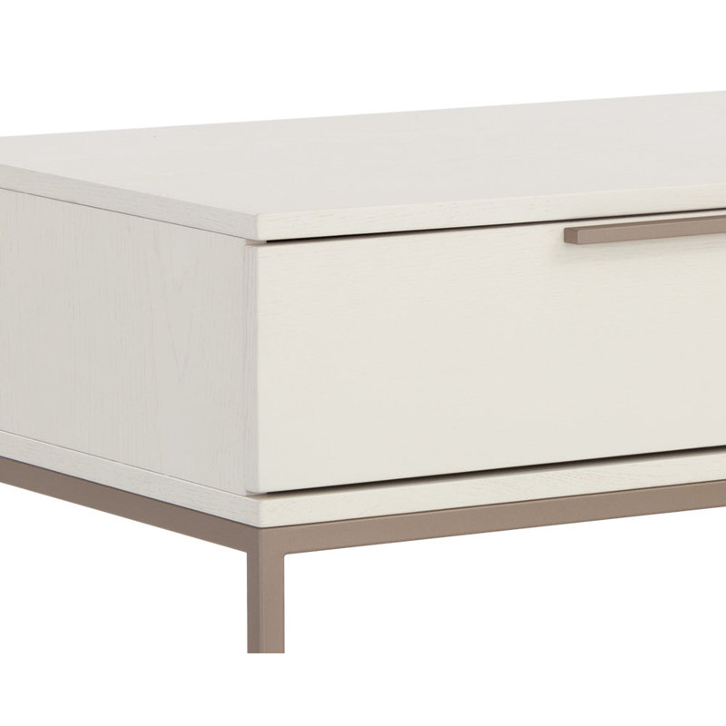 Mitrea 1 - Drawer Nightstand, Cream/Antique Brass