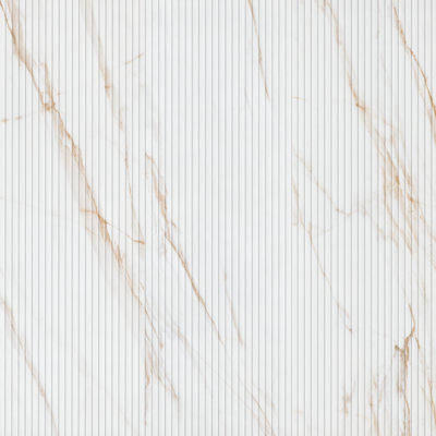 Striara Marvelle Golden Drift 16'' X 48'' Satin Ceramic Marble Look Fluted Wall Tile
