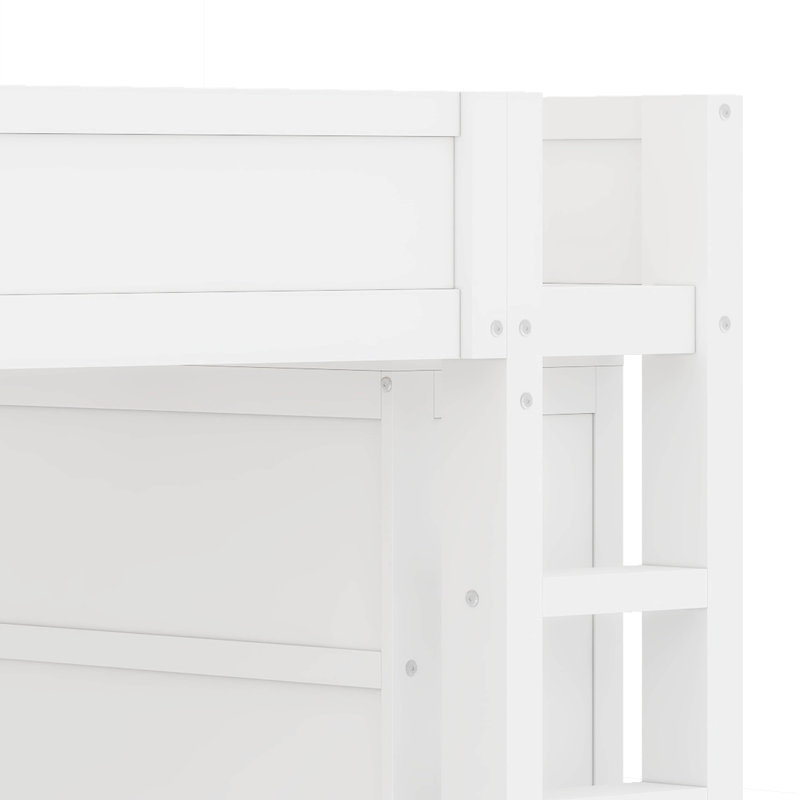 Grand lit mezzanine avec garde-robe et bureau, Blanc