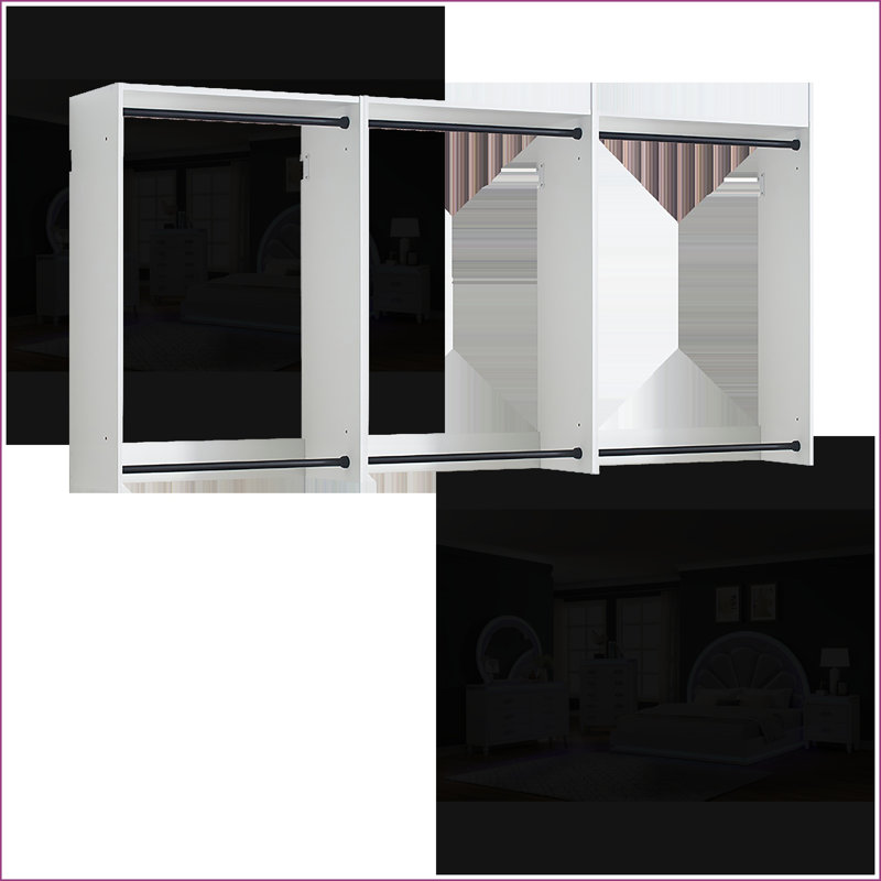 Closet Systèmes, garde-robe modulaire murale en bois Devi Modern - finition chêne chaud | Blanc | Bois, Blanc