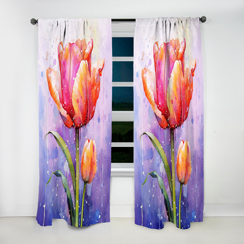 Rodina Purple Tulip Liquid Drip Dream - Traditional Velvet Curtain - Room Darkening - 1 Panel, 52" W x 63" L