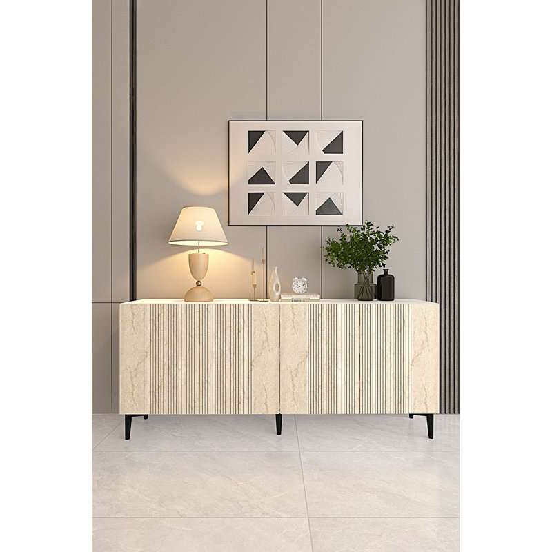 Console, Blanc / Traverti