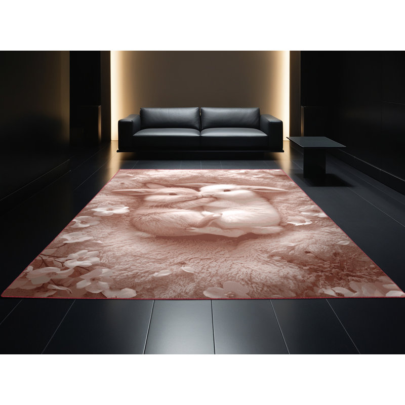 Soft Plush Faulk Easter Modern & Contemporary Abstract Area Rug in Brown – Rose Binding, 2x3