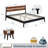 2-Pcs Bedroom Set – Solid Wood Platform Bed Frame & Matching Nightstand, Mid-Century Modern Scandinavian, 800 lbs Capacity, No Box Spring Needed-889326359-889326344