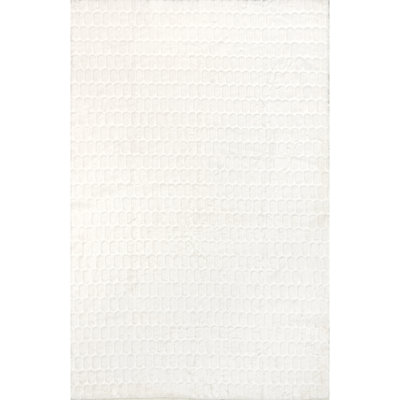 Nia Solid Machine Washable Area Rug for Living Room Bedroom Dining Room Kitchen, White/Ivory