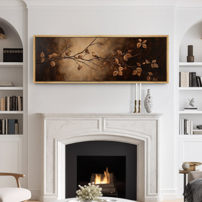 Large Framed Canvas Print Wall Art - Moody Floral Print for Dark Academic Decor