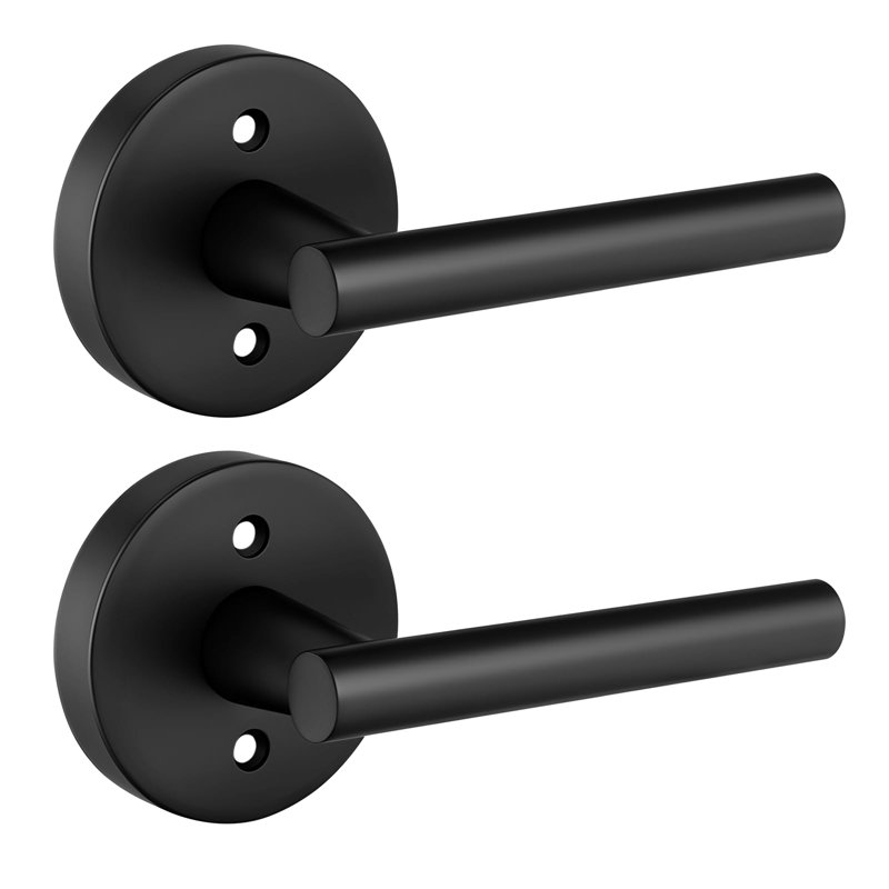 Fausse poignée de porte, faux levier de porte noir, fausse poignée de porte anti-rotation pour porte de placard (1 paquet, 2 pièces), alliage de zinc