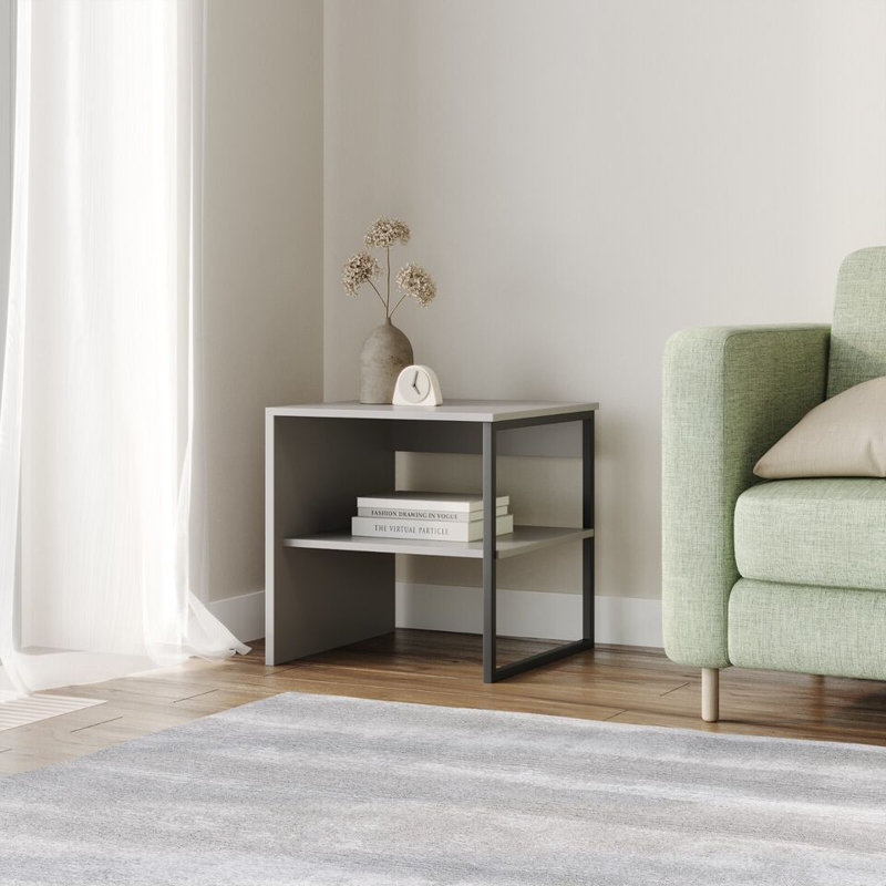 Pragiya 2 - Piece Solid Wood Living Room Table Set, Grey