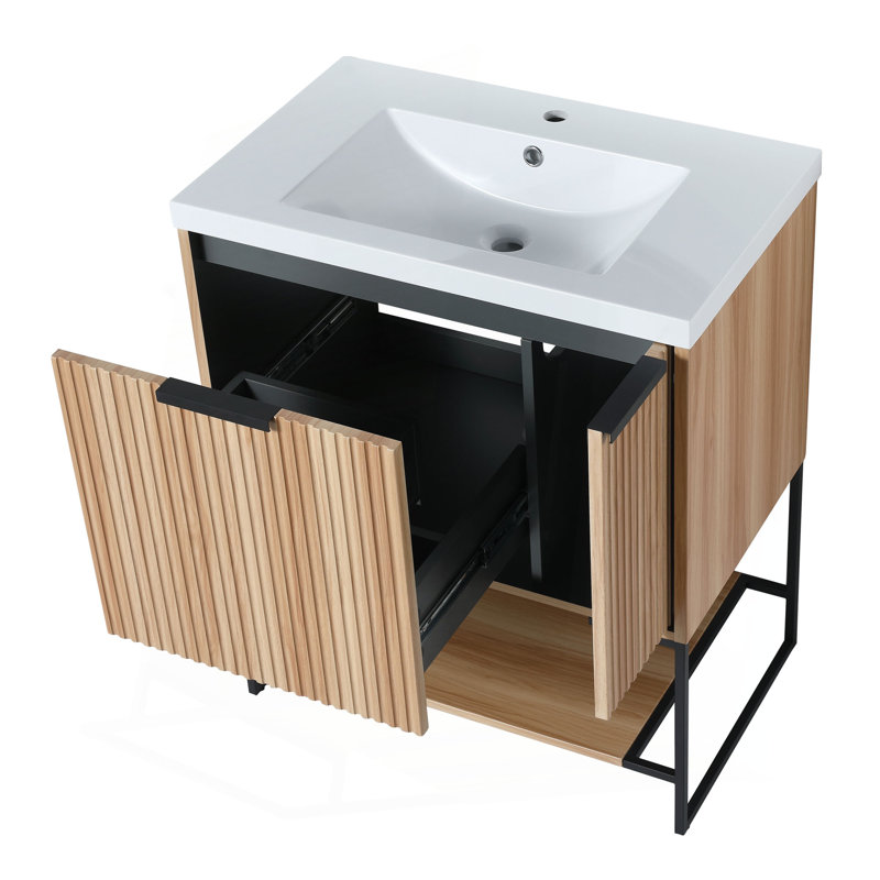 Meuble-lavabo autoportant de 30 po avec lavabo en résine, 30 po x 18 po (W99981923)