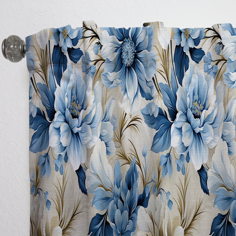 Panneaux de rideaux floraux à motif victorien Coastal Tranquility, L 52 po x L 108 po