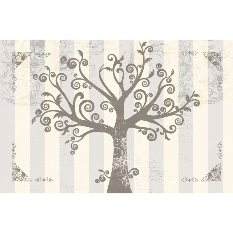 Tree Silhouette Gray - Wrapped Canvas Print, 30cm H x 46cm W x 3.8cm D