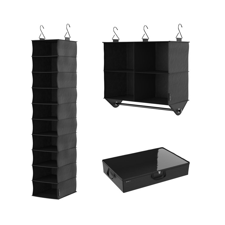 ClosetMaid Capsule 3-Cube Hanging Fabric Closet Organizer - Black