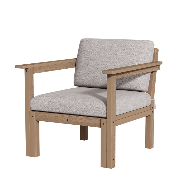  Fauteuil simple d'extérieur 30 po avec coussins, teck, Beige, Teck
