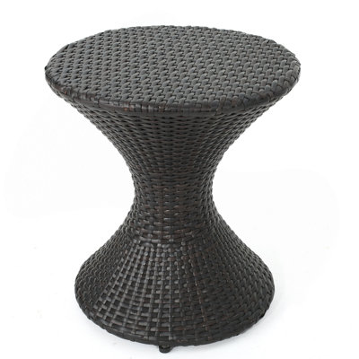 Outdoor 16-Inch Multi-Brown Wicker Hourgla Side Table