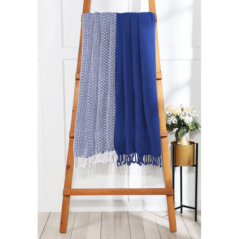 Jeté luxueux 100% coton, Bleu