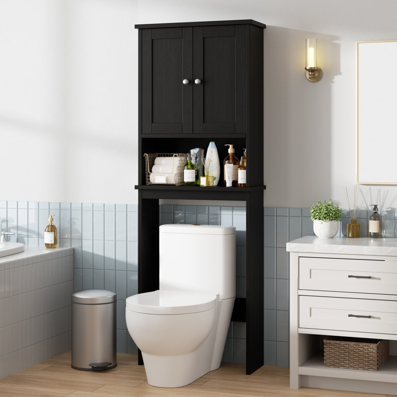 Rangement autoportant au-dessus de la toilette H 65,4 po Behren , Noir