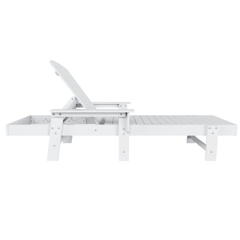 Altura 77.6" Long Outdoor All-Weather Poly Reclining Single Chaise, White
