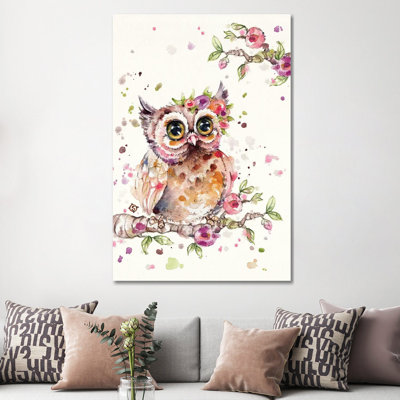 Sweet Owl 1 Piece Wrapped Canvas Painting