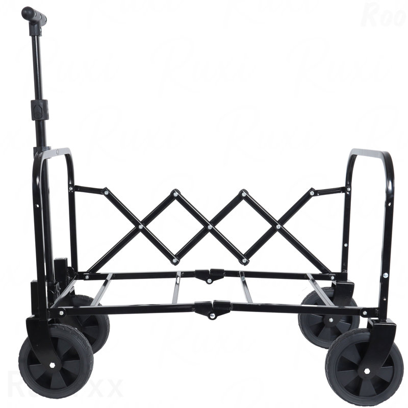 All-In-One Convertible Folding Camping Wagon Cart: Bench Seat, Storage Compartment & Included Dog Tether, Beige/Brown, Berge