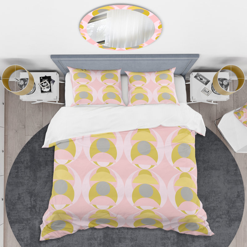 Ensemble d'édredon rétro pastel circulaire IV - Mid-Century 4 pièces, Queen Comforter + 3 Additional Pieces