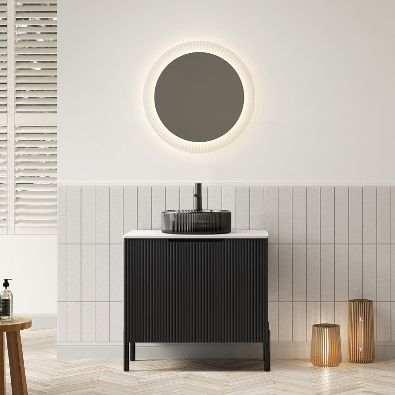 Turio Freestanding Bathroom Vanity with Basin, Verre rond