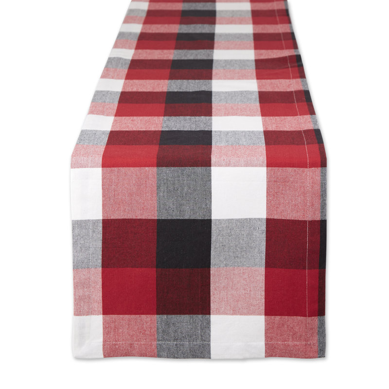 Betzaida Checkered 100% Cotton Table Runner, Cardinal Red, 14" L x 72" W