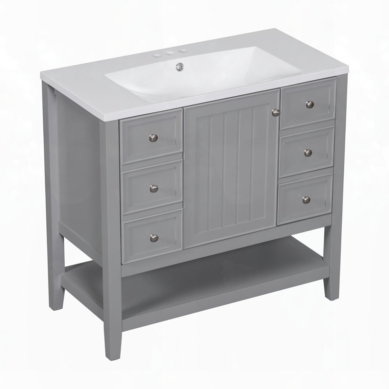 Meuble-lavabo en céramique 36 po, Gris