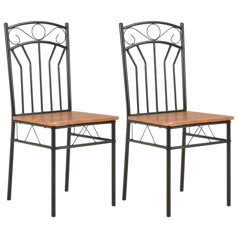 Dining Chairs Wood Top Metal Frame Seating for Dining Room Brown MDF