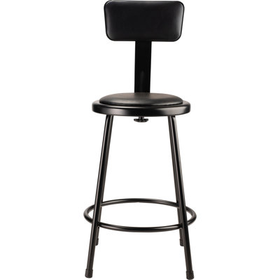 NPSHeavy Duty Vinyl Padded Steel Stool With Backrest, Black