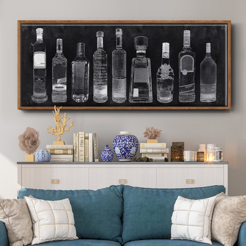 Bar Cart- Framed Canvas