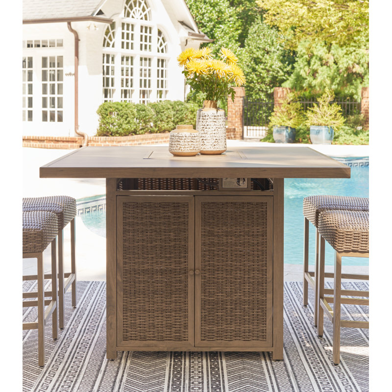 Eshanvi Square Propane Smokeless Fire Pit Table with Hidden Fuel Tank