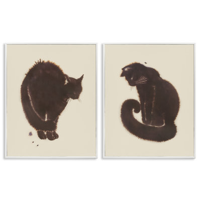  «Simple Cats on Beige», ensemble de 2 giclées par Grace Popp