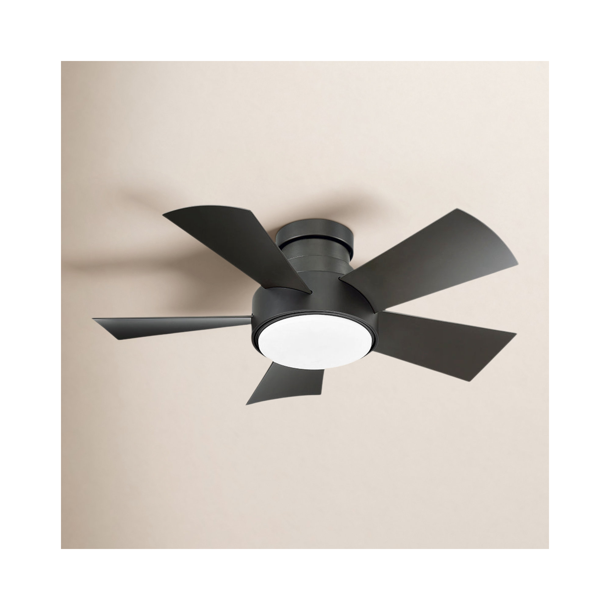 Vox 5 - Blade Indoor/Outdoor Smart Flush Mount Ceiling Fan with Remote Control and LED Light Kit, Works With Alexa and iOS or Android App