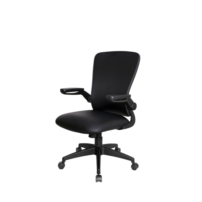 Boss Black Mesh, Flip Arm, Task Chair, Antimicrobial Vinyl, Black Frame
