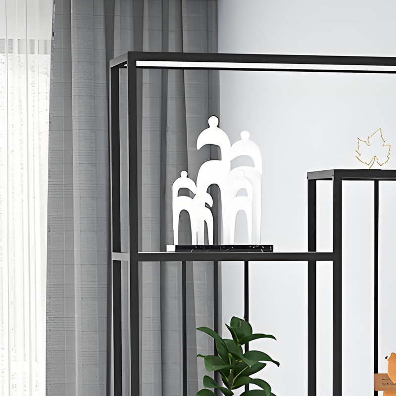 Bibliothèque de rangement de haute qualité, Blanc/Noir, (7 tablettes) H 78,7 po x l 39,3 po x P 11,8 po