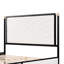 Grand lit avec tête de lit en tissu blanc bouclé, cadre champagne argenté et noir, lattes silencieuses pour un sommeil réparateur, structure en métal de 800 lb, système de plateforme de tête de lit assemblée dans la chambre à coucher Quiet Nights,-509144967