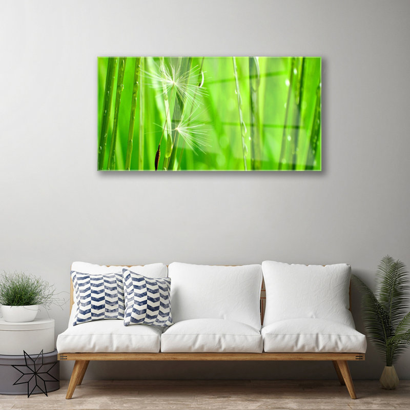 Floral Grass 1 Piece Wall Art on Glass
