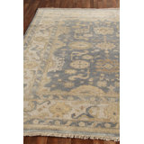 Antique Weave Oushak hand-knotted New Zealand Wool Ivory/Cobalt Area Rug