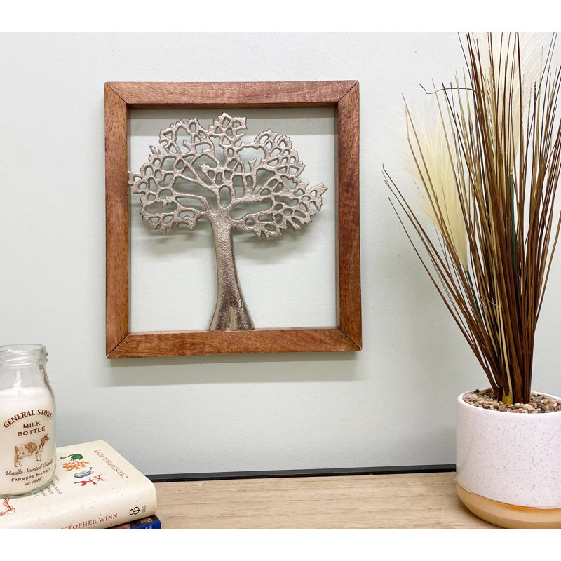 Traditional Trees And Nature Wall Decor on Metal, Silver, 31.00cm H x 2.00cm W x 29.00cm D