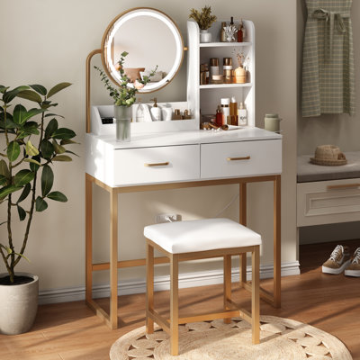 Meuble-lavabo l 31,5 po avec miroir lumineux et siège Borach