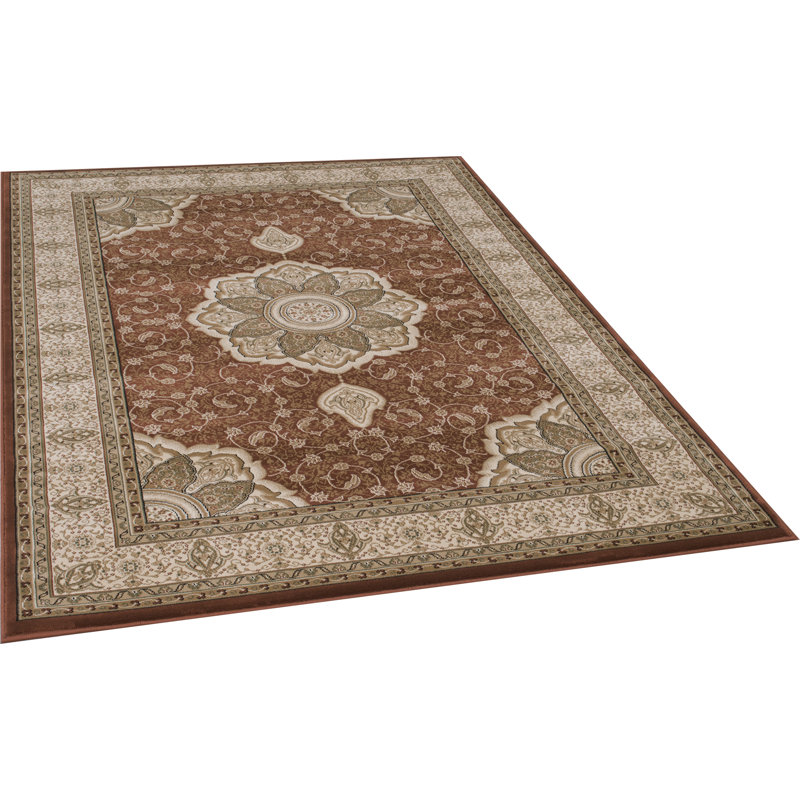 Harpersville Oriental Area Rug in Brown/Ivory